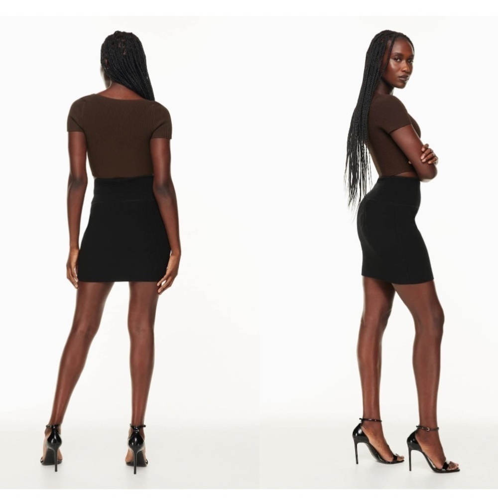 Babaton Sculpt Knit Mini Skirt in black - size small
